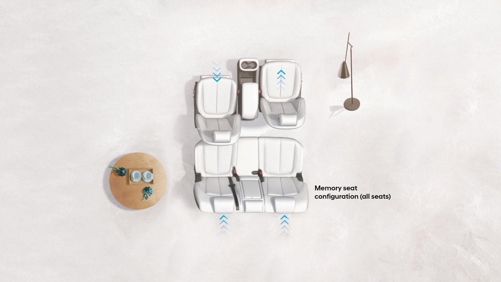 Adjust the front and rear seat memory function via the digital display screen, improving flexibility and providing extra space for convenience.