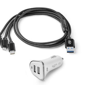 DUAL PORT CHARGER WITH 3 IN 1 CABLE