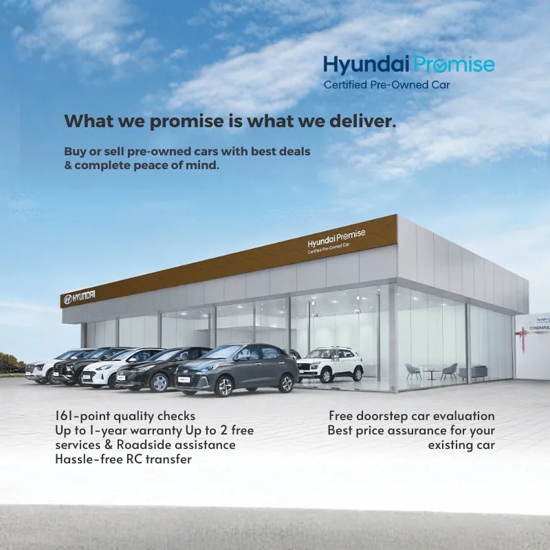 Hyundai Promise certified used cars - offers at KUN Hyundai Hyderabad